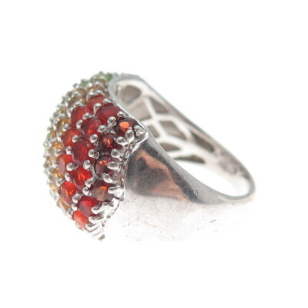 CHUCK CLEMENCY 925 Sterling Silver Real Round-Cut Multi-Color Gem Ring Size 8.25 - Picture 6 of 9